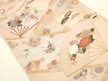 平和屋本店▼六通柄袋帯　唐織　天井絵古典　本金　正絹　逸品　DABK2160op