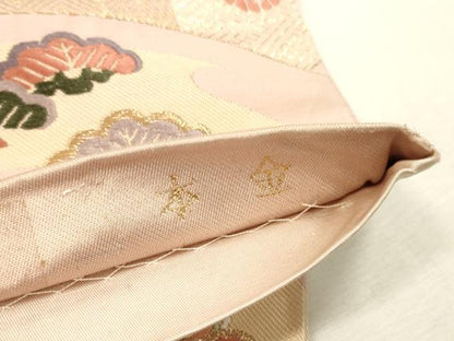 平和屋本店▼六通柄袋帯　唐織　天井絵古典　本金　正絹　逸品　DABK2160op