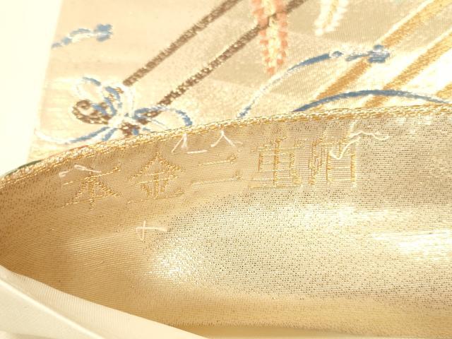 平和屋本店▼六通柄袋帯　唐織　重ね橋花車紋　本金二重箔　正絹　逸品　DABK2161op