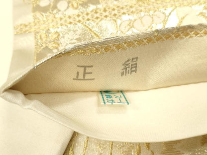 平和屋本店▼六通柄袋帯　唐織　短冊花文　プラチナ24K織　鈴乃屋扱い　正絹　逸品　DABK2164op