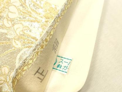 平和屋本店▼六通柄袋帯　唐織　短冊花文　プラチナ24K織　鈴乃屋扱い　正絹　逸品　DABK2164op