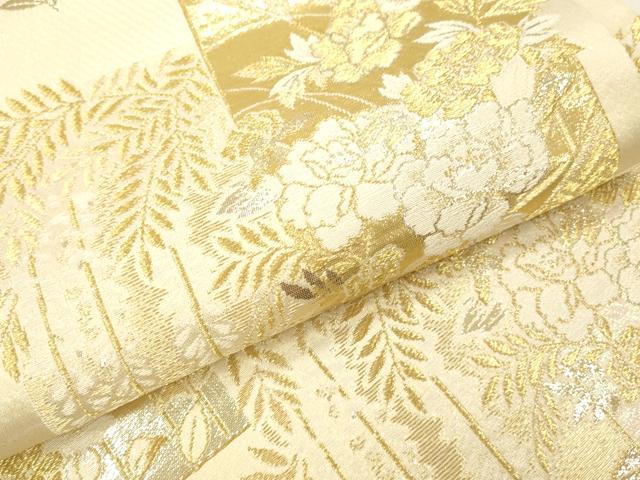 平和屋本店▼六通柄袋帯　唐織　短冊花文　プラチナ24K織　鈴乃屋扱い　正絹　逸品　DABK2164op