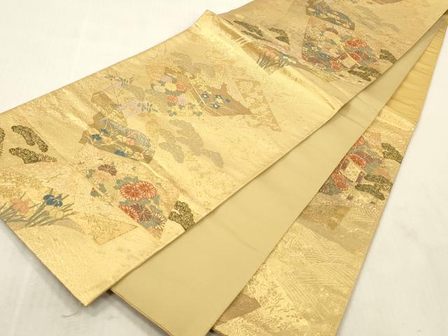 平和屋本店▼六通柄袋帯　唐織　慶祥利休　本金箔　正絹　逸品　DABK2166op