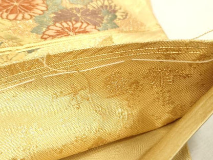 平和屋本店▼六通柄袋帯　唐織　慶祥利休　本金箔　正絹　逸品　DABK2166op