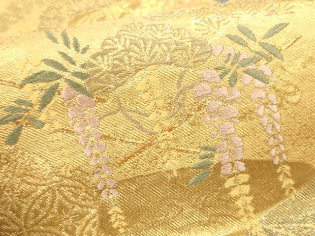 平和屋本店▼六通柄袋帯　唐織　慶祥利休　本金箔　正絹　逸品　DABK2166op