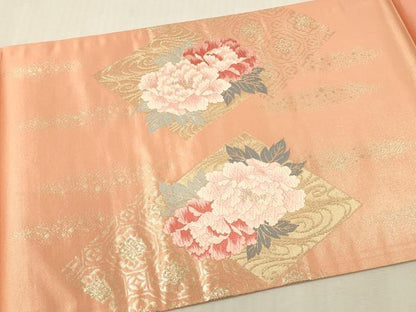 平和屋本店▼太鼓柄京袋帯　唐織　色紙重ね花文　本金箔二重織　正絹　逸品　未使用　DABK2170op