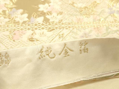 平和屋本店▼六通柄袋帯　唐織　花車文　九百錦　純金箔　正絹　逸品　DABK2173op