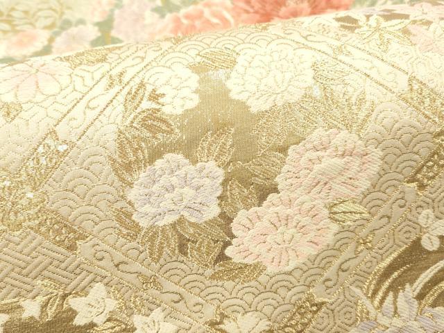 平和屋本店▼六通柄袋帯　唐織　花車文　九百錦　純金箔　正絹　逸品　DABK2173op