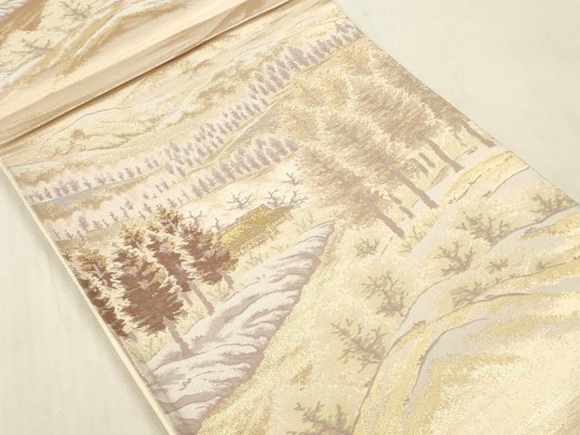 平和屋本店▼六通柄袋帯　風景文　本金二重箔　正絹　逸品　DABK2175op