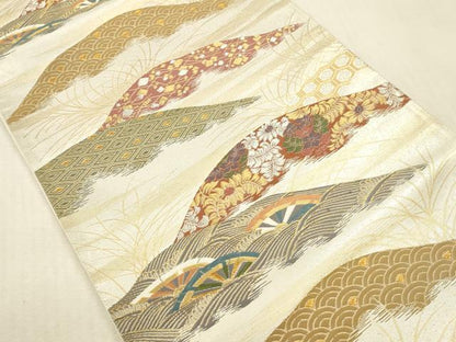 平和屋本店▼六通柄袋帯　光彩小袖文　本金箔　正絹　逸品　DABK2176op