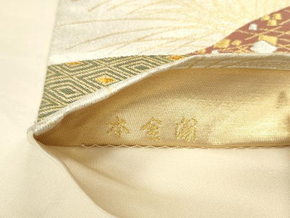 平和屋本店▼六通柄袋帯　光彩小袖文　本金箔　正絹　逸品　DABK2176op
