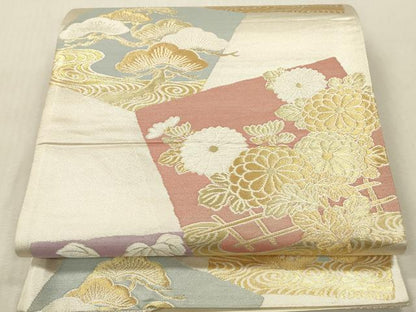平和屋本店▼六通柄袋帯　蒔絵清香文　本金箔　正絹　逸品　DABK2182op