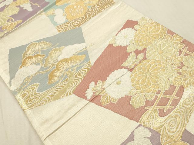 平和屋本店▼六通柄袋帯　蒔絵清香文　本金箔　正絹　逸品　DABK2182op