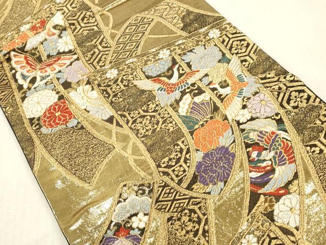 平和屋本店▼六通柄袋帯　唐織　几帳鳳凰花文　弐拾四金二重織　正絹　逸品　DABK2183op