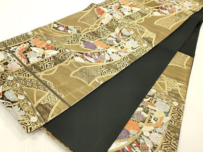 平和屋本店▼六通柄袋帯　唐織　几帳鳳凰花文　弐拾四金二重織　正絹　逸品　DABK2183op