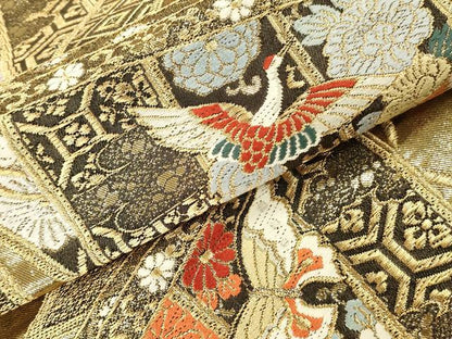 平和屋本店▼六通柄袋帯　唐織　几帳鳳凰花文　弐拾四金二重織　正絹　逸品　DABK2183op