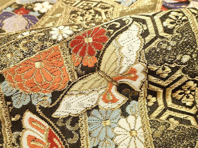 平和屋本店▼六通柄袋帯　唐織　几帳鳳凰花文　弐拾四金二重織　正絹　逸品　DABK2183op
