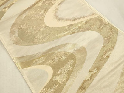 平和屋本店▼六通柄袋帯　流水文　24金二重織　正絹　逸品　DABK2185op