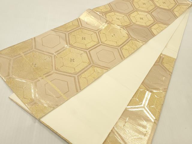 平和屋本店▼六通柄袋帯　亀甲松葉文　本金二重箔　銀彩錦　正絹　逸品　DABK2188op