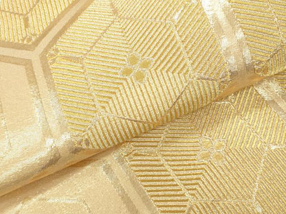 平和屋本店▼六通柄袋帯　亀甲松葉文　本金二重箔　銀彩錦　正絹　逸品　DABK2188op
