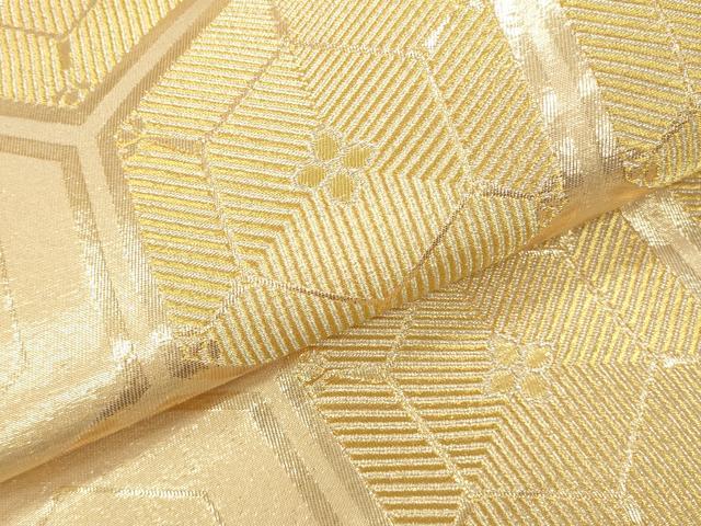 平和屋本店▼六通柄袋帯　亀甲松葉文　本金二重箔　銀彩錦　正絹　逸品　DABK2188op