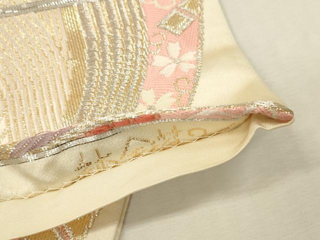 平和屋本店▼六通柄袋帯　唐織　孔雀の舞文　純金箔24K　正絹　逸品　DABK2189op