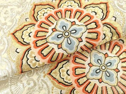 平和屋本店▼六通柄袋帯　唐織　正倉院花文　本金二丁箔　九百錦　正絹　逸品　DABK2190op