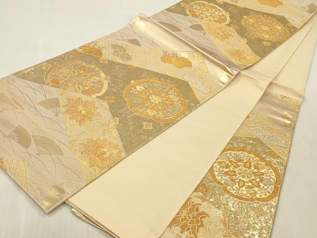 平和屋本店▼六通柄袋帯　更紗花文　純金箔　正絹　逸品　DABK2194op