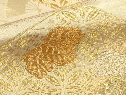平和屋本店▼六通柄袋帯　更紗花文　純金箔　正絹　逸品　DABK2194op