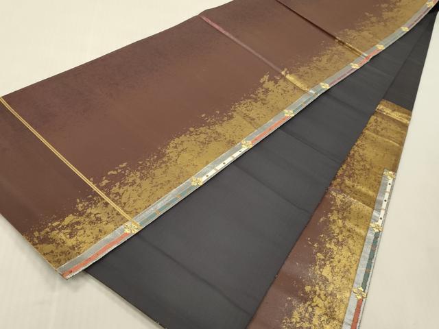 平和屋本店▼六通柄袋帯　花間道　本金彩漆箔　引箔　正絹　逸品　DABK2196op