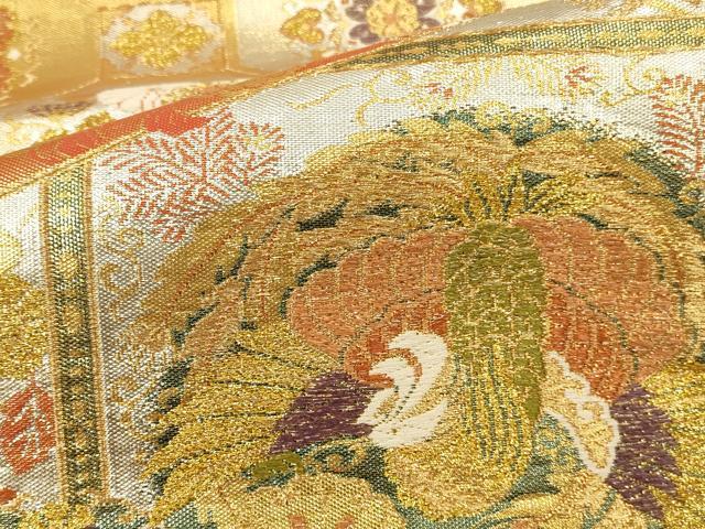平和屋本店▼六通柄袋帯　唐織　麗華錦　舞蝶花鳥文　本金箔　正絹　逸品　DABK2198op