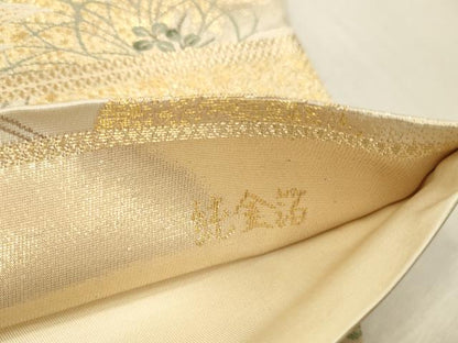 平和屋本店▼六通柄袋帯　唐織　慶祥秀宝文　純金箔　正絹　逸品　DABK2199op