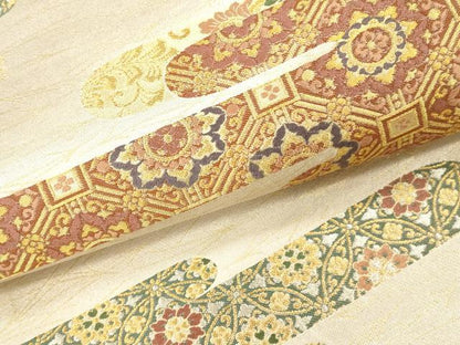 平和屋本店▼六通柄袋帯　光彩小袖文　本金箔　正絹　逸品　DABK2200op