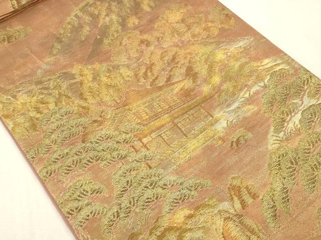 平和屋本店▼六通柄袋帯　風景松文　純金箔　正絹　逸品　DABK2201op