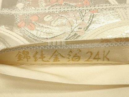 平和屋本店▼六通柄袋帯　唐織　花青海波文　錦純金箔24K　正絹　逸品　DABK2202op