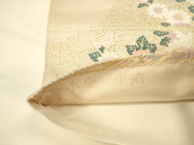 平和屋本店▼六通柄袋帯　唐織　花車扇鳥文　本金二重箔　正絹　逸品　DABK2203op