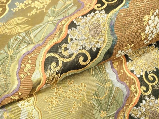 平和屋本店▼六通柄袋帯　唐織　幽幻秀彩　本金箔二重織　引箔　正絹　逸品　DABK2205op