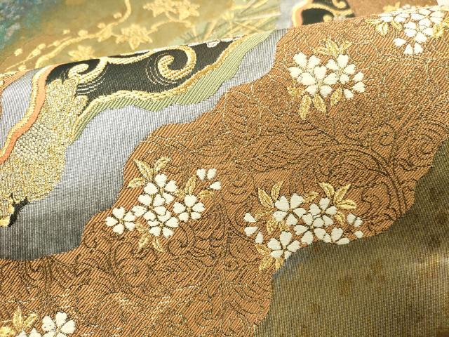 平和屋本店▼六通柄袋帯　唐織　幽幻秀彩　本金箔二重織　引箔　正絹　逸品　DABK2205op
