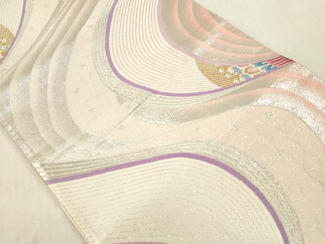 平和屋本店▼六通柄袋帯　唐織　孔雀花文　24K金箔二重織　正絹　逸品　DABK2206op