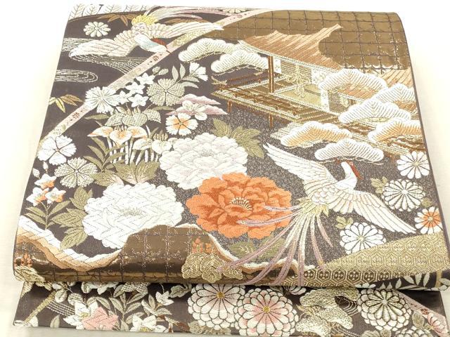 平和屋本店▼六通柄袋帯　唐織　王華舞楽文　本金箔二重織　九百錦　正絹　逸品　DABK2207op