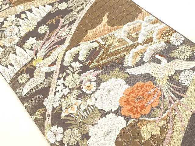 平和屋本店▼六通柄袋帯　唐織　王華舞楽文　本金箔二重織　九百錦　正絹　逸品　DABK2207op