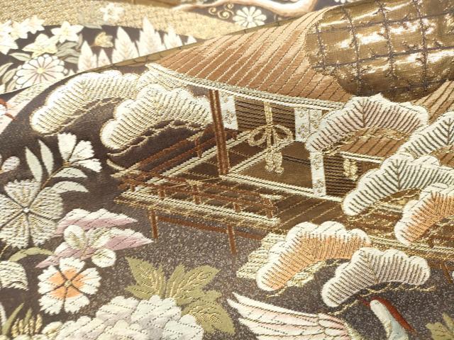 平和屋本店▼六通柄袋帯　唐織　王華舞楽文　本金箔二重織　九百錦　正絹　逸品　DABK2207op