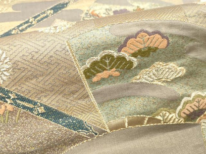 平和屋本店▼西陣　六通柄袋帯　唐織　天井絵古典　寿選　本金　正絹　逸品　DABK2208op