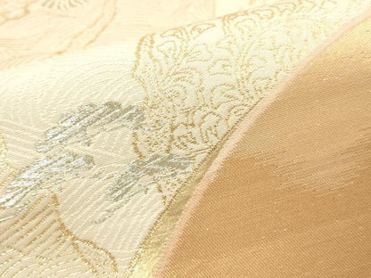 平和屋本店▼六通柄袋帯　扇面道長松文　輝彩錦　本金箔　正絹　逸品　DABK2211op