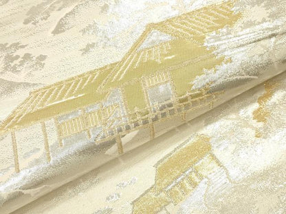 平和屋本店▼六通柄袋帯　みやこの四季　貳拾四金　正絹　逸品　DABK2213op