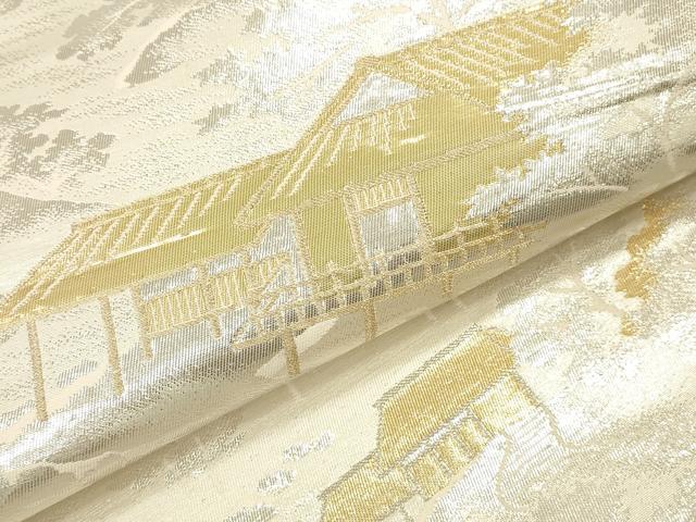 平和屋本店▼六通柄袋帯　みやこの四季　貳拾四金　正絹　逸品　DABK2213op