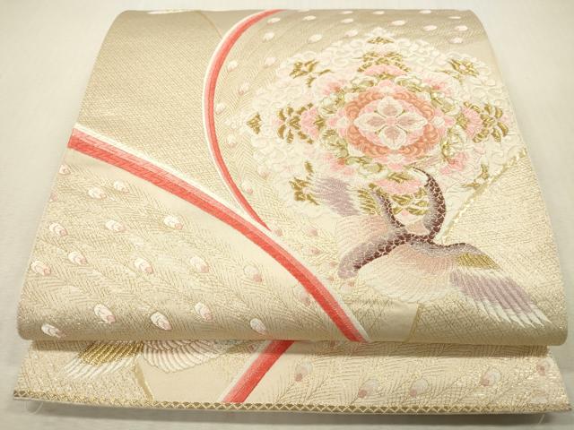 平和屋本店▼六通柄袋帯　唐織　正倉院花鳥文　九百錦　貳拾四金箔　正絹　逸品　DABK2224op
