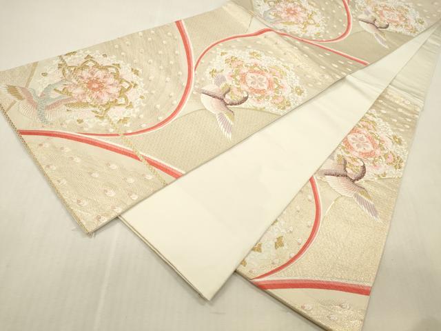 平和屋本店▼六通柄袋帯　唐織　正倉院花鳥文　九百錦　貳拾四金箔　正絹　逸品　DABK2224op