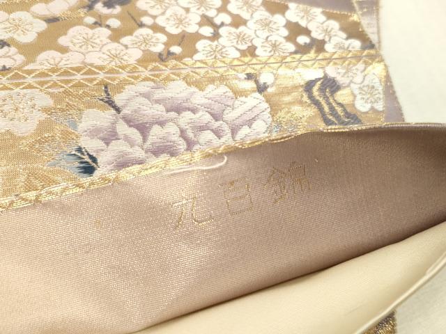 平和屋本店▼西陣　森正織物謹製　六通柄袋帯　唐織　地紙鴛鴦花文　琳派四季　24金箔　九百錦　正絹　逸品　DABK2226op