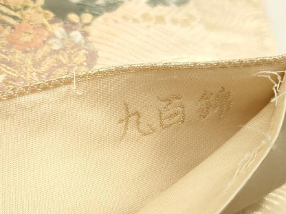 平和屋本店▼六通柄袋帯　唐織　風景花松文　純金二重箔　九百錦　正絹　逸品　DABK2227op
